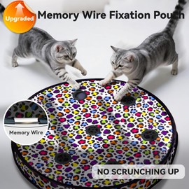 GoldenSun Interactive Cat Toys for Indoor Cats Adult, Automatic Fast Rolling Ball in Bag with Fixed Reel, Smart Moving Ball Kitten Toys, Motion Touch Chirp Activated, 7-Hole Mouse Catching Game