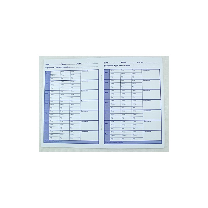 Hygi First Temperature Log Book A5 for recording appliance temperatures