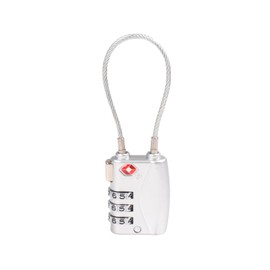 Pavo Premium TSA Travel Padlock with Aluminium Cable Lock with 3 Digit Combination Code, Size: 42 x 31 x 14 mm - 8046744