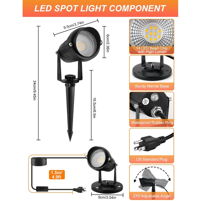 CREPOW Dusk to Dawn Outdoor LED Spotlight,Outdoor Landscape Lighting with