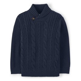 Gymboree Boys and Toddler Long Sleeve Cable Knit Shawl Sweater, Blue, 6