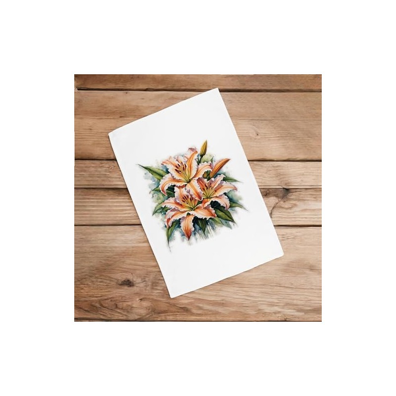 Purely Home Floral Lilies Tea Towel - Watercolour Garden Flowers