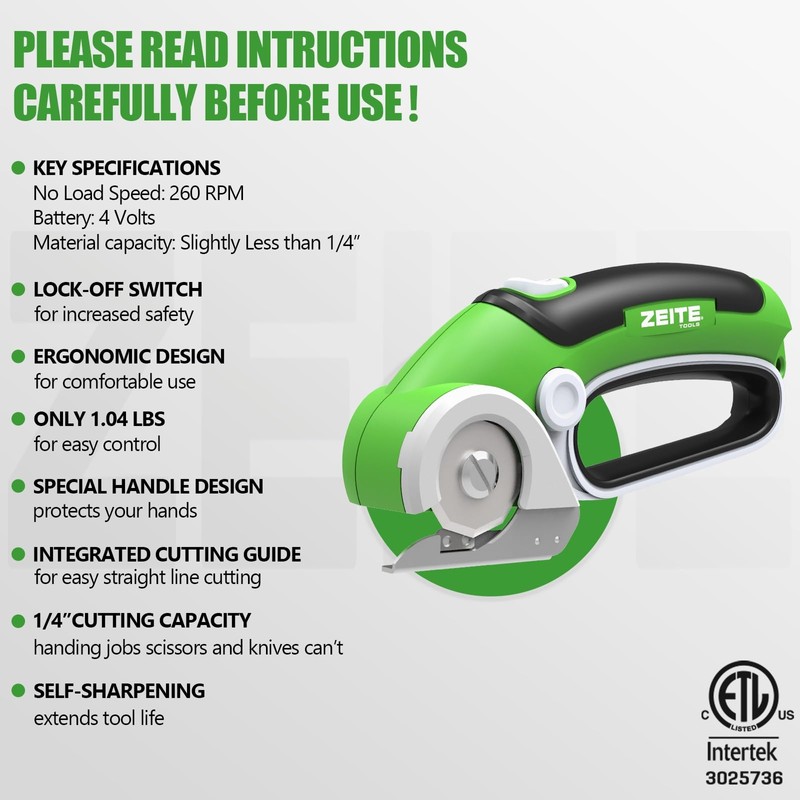 ZEITE 4V Cardboard Box Cutter,Cordless Electric Scissors,Max Cutting 1/4",Ideal for