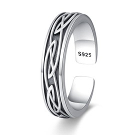 Midir&Etain Celtic Adjustable Ring 925 Sterling Silver Nordic Rings Viking Rings Birthday Gifts Nordic Viking Celtic Jewelry for Men Women, Sterling Silver, No Gemstone