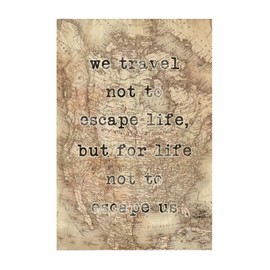 We Travel Not to Escape Life Wall Sticker Vintage World Geographical Distribution Outdoors Wall Sticker Vinyl Wall Stickers Quotes for Living Room Laptop Cafe Hotel Home Decor 28in