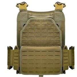 PIKEON Tactical Vest for Men Quick Release Adjustable Airsoft Vest Laser-Cutting Modular Lightweight Vest (TAN)