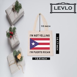 LEVLO Funny Puerto Rico Shopping Bags Souvenirs I'm Not Yelling I'm Puerto Rican Foldable Shopping Bags, I'm Puerto Rican, Large