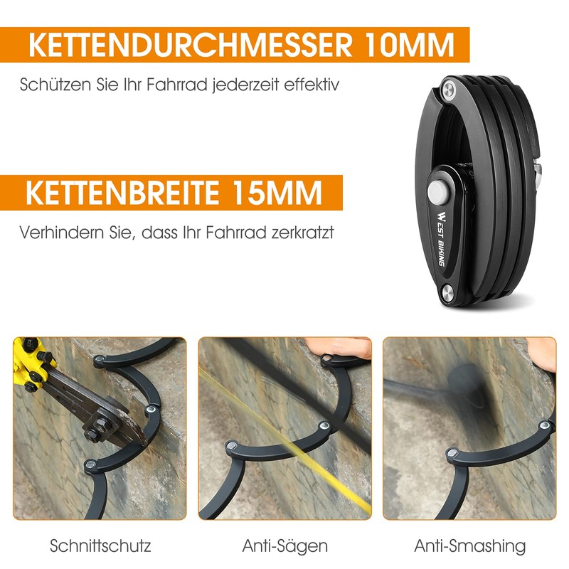 XIQI Bicycle Lock Folding Combination Lock High Security 85 cm