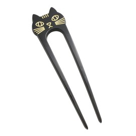 VingTAINE H7530-BK- Cat Motif Bifurcated Hairpin Marble Two-piece Cat Hair Access