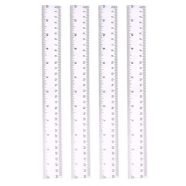 4PCS 30cm Clear Plastic Ruler 12Inch Transparent Ruler Shatterproof Straight Ruler Kitchen Ruler Measuring Ruler Tool Heat Resistant Ruler Inches and Cm for Kids Student School Office Supplies