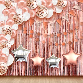 KatchOn, Rose Gold Party Decorations - Huge, Pack of 125 | Confetti Balloons, Rose Gold Balloons | Rose Gold Backdrop, Bachelorette Party Favors | Rose Gold Birthday Decorations | Bridal Shower Decor
