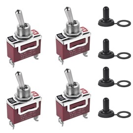 Waterproof Toggle Switch 12V, 30A SPST 2-Pin ON/Off Rocker Switch with Rubber Boot Cover - Heavy Duty 12 Volt Toggle Switches for Marine Boat, Automotive Car, RV, Industrial Equipment - 4PCS