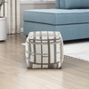 Lexicon Pouf Ottoman, Square Ottoman Foot Rest, Jacquard Fabric Pouf,