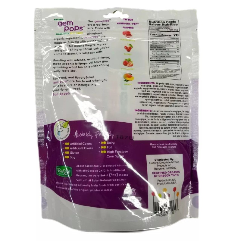 Bakol Organic Assorted Lollipops, Variety Pack, 8.5 oz