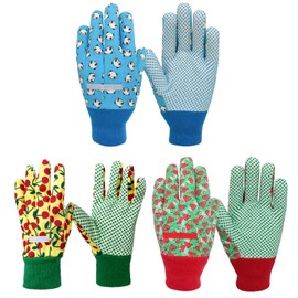 OIZEN 3 Pairs Pack Kids Garden Gloves, Gardening Gloves for Kids, Gardening Gifts for Kids Toddlers, Children's Gifts Gloves (Medium for Age 4-5)
