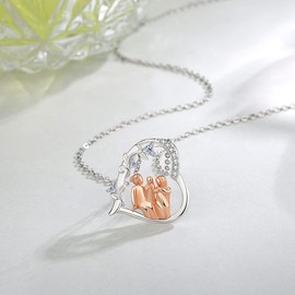 EUDORA Harmony Ball Mother Daughter Necklace for Women, 925 Sterling Silver, Mum Child Grandma Pendant Necklace, Maternal Love Jewellery, Mother's Day Gift for Women, Mother, Daughter, Wife, Grandma,