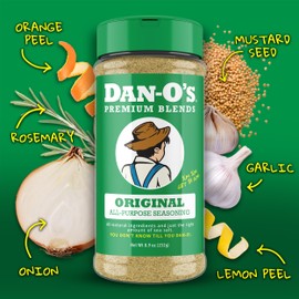 Dan-O's Original Seasoning, 8.9 oz Bottle, All Purpose Seasoning for Chicken, Turkey, Beef, Veggies and More, Sugar Free, Zero Calorie, Use this Spice Blend to Craft a Marinade, Dry Rub or Sauce