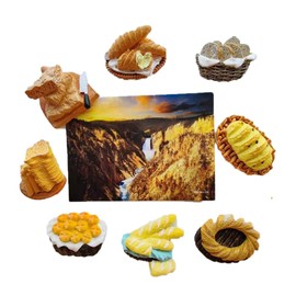 Miswee 8 pcs/Set 3D Resin Refrigerator Magnets Series Home Decor Fridge Magnetic Stickers Photo Office Message Kitchen Accessories (Country Bread Series)