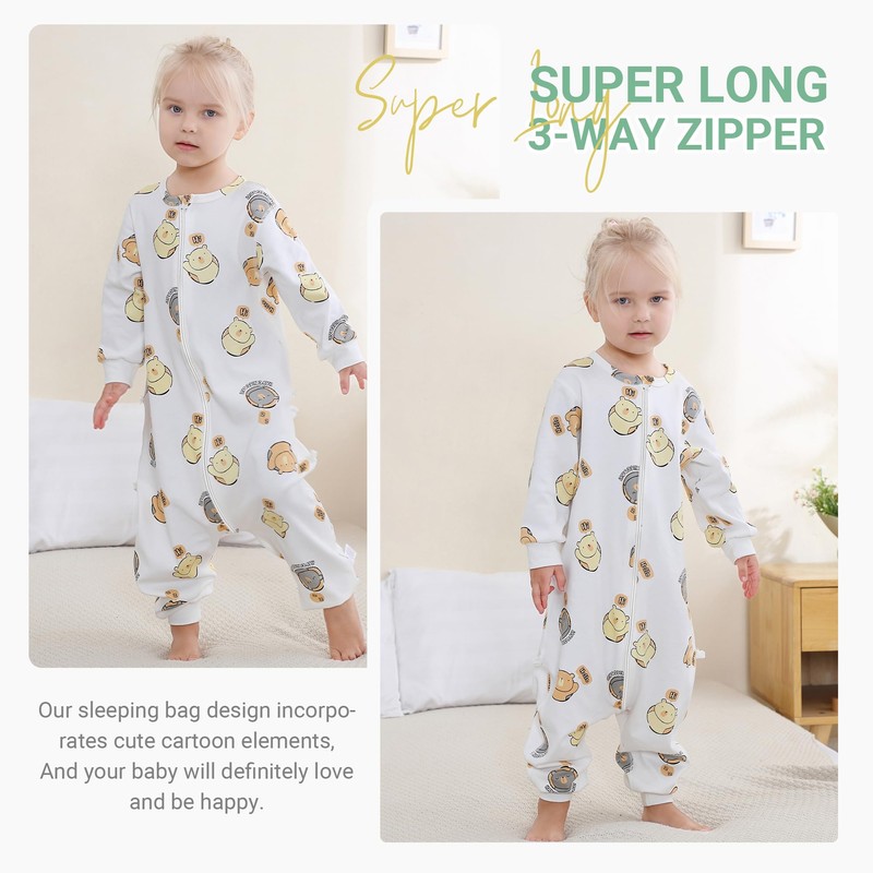 MICHLEY Baby Sleeping Sack with Legs Cotton Long Sleeve Toddler