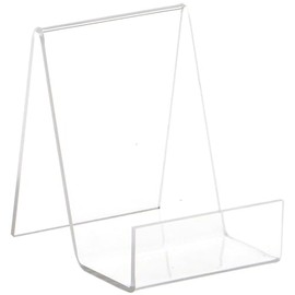 Plymor Clear Acrylic Flat Back Display Easel with 1.5" Box Ledge, 4" H x 3" W x 4" D
