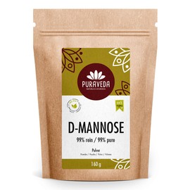 D-Mannose Powder 160 g, Vegan Natural, Allergy Free, Non-GMO, Manufactory Filling in Germany Puraveda