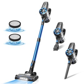 Cordless Vacuum Cleaner, Lightweight Stick Vacuum with 2200 m-A-h Battery, 40 Mins Max Runtime, 6-in-1 Power Suction Rechargeable Vacuum Cleaners for Home, Hardwood Floor, Low-Pile Carpet