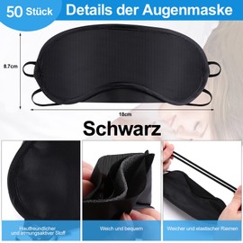 JEFFOUOO Pack of 50 Sleeping Mask, Eye Mask, Sleep Blindfold, Portable Sleeping Mask with Nose Pad, Blindfold Eye Cover for Women Men Sleep Game Travel (Black)