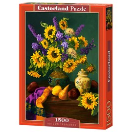 CASTORLAND 1500 Piece Jigsaw Puzzles, Autumn Treasures, Still Nature Puzzle, Sunflowers in a vase, Adult Puzzle, Castorland C-152063-2