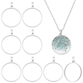 UNICRAFTALE Pack of 10 Stainless Steel Frame Pendants Round Open Bezel Pendant with Snap Eyelets Hollow Bezel Pendant Blanks for Jewellery Making Accessories DIY Necklaces Resin Crafts, Stainless