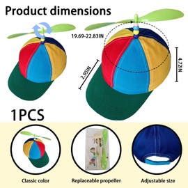 AYNKH Propeller Hat, Colorful Propeller Hat Helicopter Hat Detachable Rainbow Baseball Cap Outdoor Hat for Camping Activities Suitable for Daily Party Masquerade Party