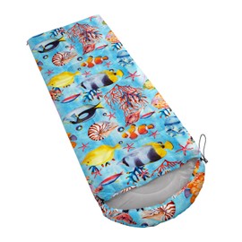 Sleeping Bags for Adults and Kids Camping Sleeping Bags for Girls and Boys Lightweight Waterproof Cold/Warm 3-Season Outdoor Travel with Compression Bags (Blue Ocean, Single -31.5x90.5)