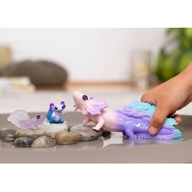 schleich Bayala 42628 Axolotl Salamander Underwater World Playset - 3-Piece Magic Axolotl Salamander Playset with Mum and Baby Axolotls, Figures for Children from 5-12 Years