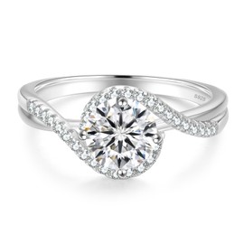 KRKC Moissanite Ring, Engagement Rings for Women, Promise Rings With 14K White Gold Plate, D Color VVS1 Simulated Diamond Wedding Bands 925 Sterling Silver Eternity Rings Diamond Rings ( 1 Carat, Size 6)