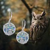 Grmdit Owl Earrings Sterling Silver Tree of Life Leverback Bird