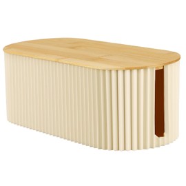 CRROEL Cable Tidy Box, Cables management box with Bamboo Lid, Cables Organised Box for Hiding Power Strips and Electrical Cords from TVs, Computers, and Desks 32.5x13x11cm (White)