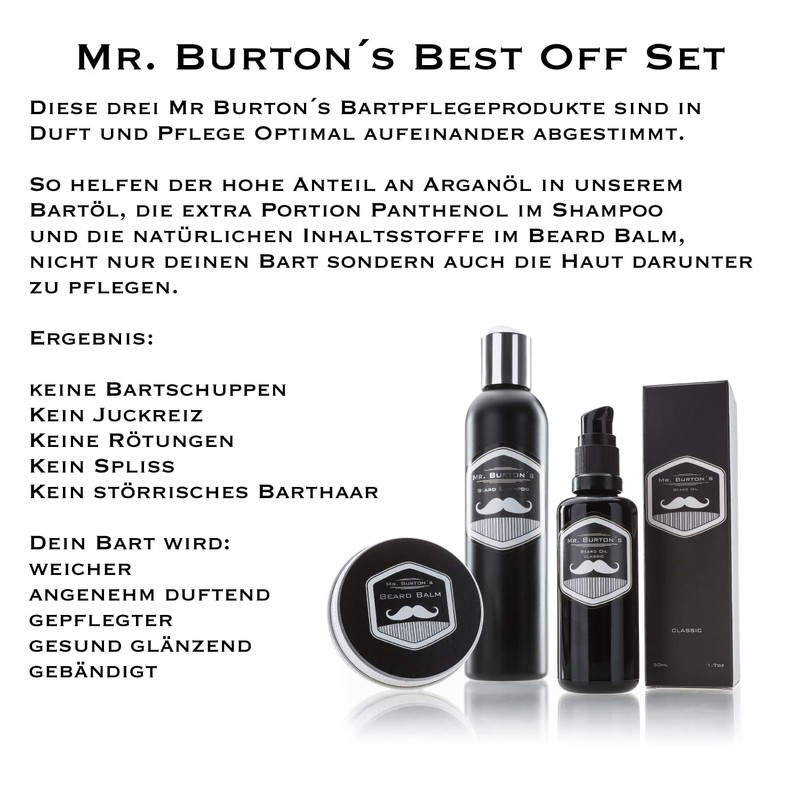Mr. Burton's Classic Beard Care Set 3 Pieces Includes Beard