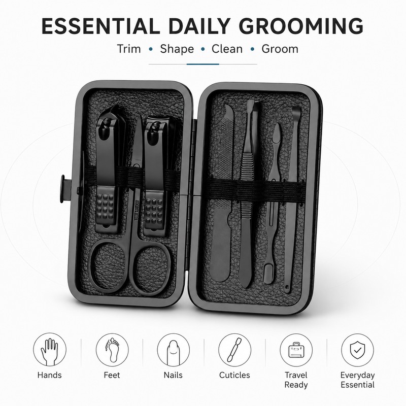7-Piece Stainless Steel Nail Care Kit for Manicure & Pedicure