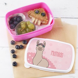 Striefchen® Lunch Box for Girls with Name of Choice – Gift Idea for First Day at School Llama
