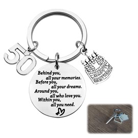 JeiibrZui Birthday Keyring, 50th Birthday Gifts, Birthday Keyring for Women, Men Gifts, Inspirational Keyring Gifts, Funny 50th Birthday Gifts for Mum, Dad, Grandad, Nanny, Sister, Brother