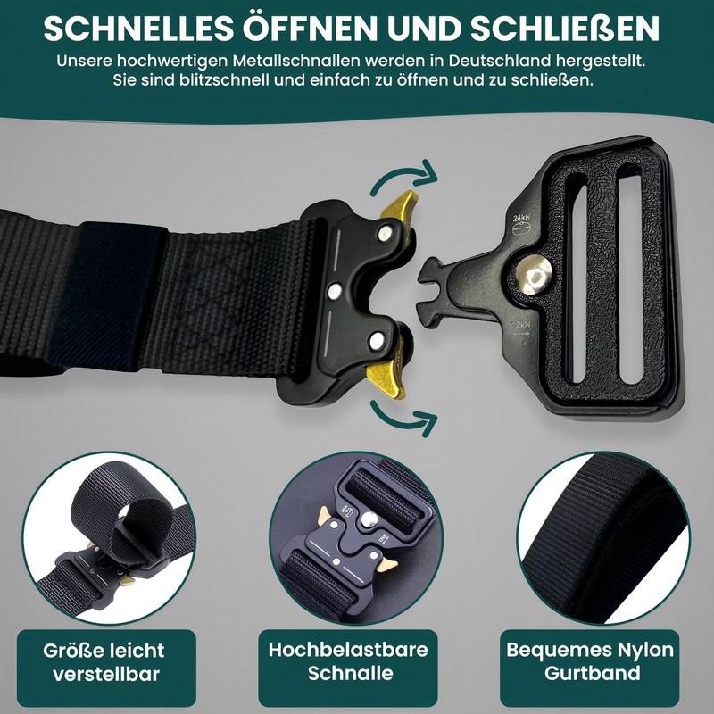 Zukunftsenkel Tactical Belt Men's Black Military Quick Release Extra Length