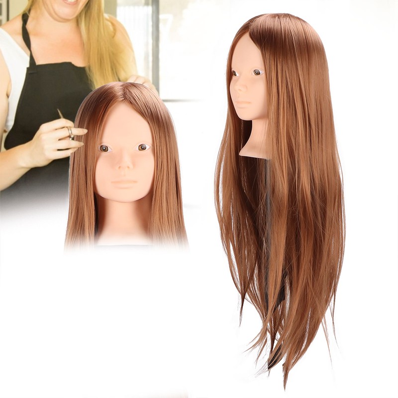 Long Hair Mannequin Head Light Brown Hairdresser Practice Training Head