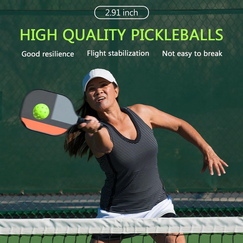 6 - Pack Pickleball Balls, 40 Holes Outdoor Pickleballs, High