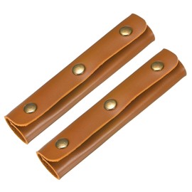 TIXIPEM Leather Handle Wrap [2PCS] - Handbag Handle Wrap Cover with 3 Metal Clasps Use for Suitcases & Bags & Shopping Totes & Wallets - [Orange Brown-5IN/13CM] Soft Purse Strap Pad