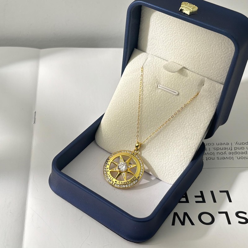 OPVICAM Compass Necklace for Women, Wife Birthday Gift Ideas -