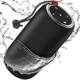 Monster S310 Bluetooth Speaker, Portable Bluetooth Speaker, 30W True Wireless Stereo Pairing Deliver Dynamic Sound, IPX5 Waterproof, Bluetooth 5.2 Built-in Mic, 24H, for Family Outdoor Black