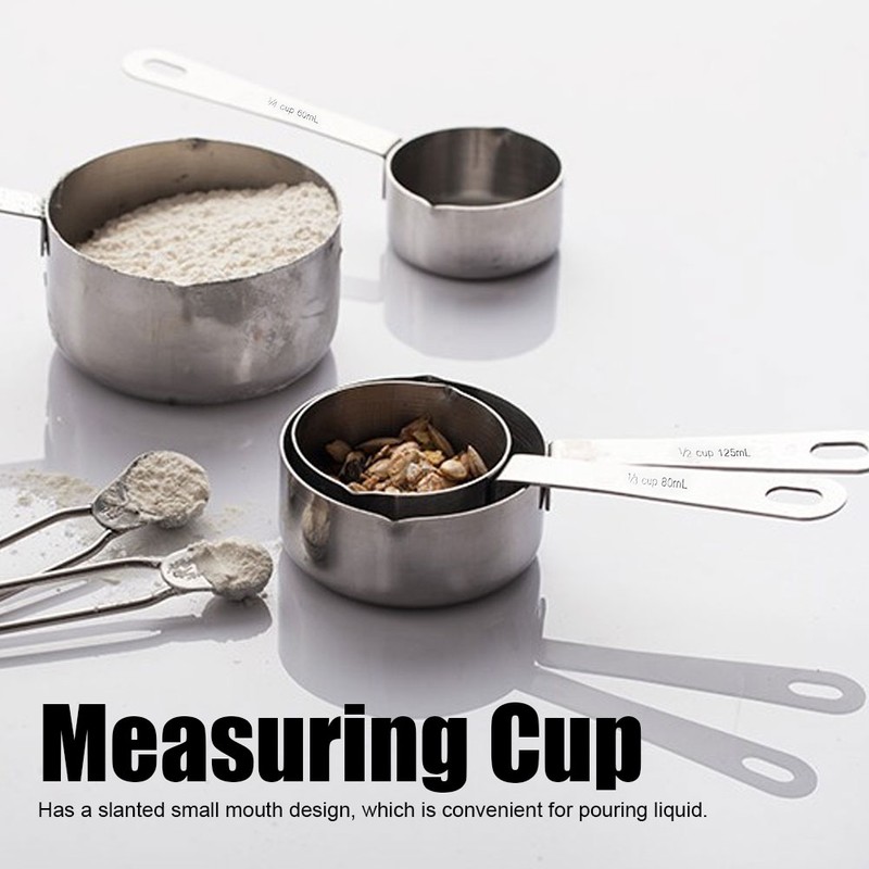 4Pcs/set Stainless Steel Measuring Cups Spoons Tableware Kitchen Baking Tools