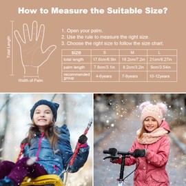 flintronic Children's Gloves Winter Warm Winter Gloves Touchscreen Running Gloves Cycling Gloves Non-Slip Waterproof Windproof for Children Boys Girls Outdoor Sports (6-12 Years)