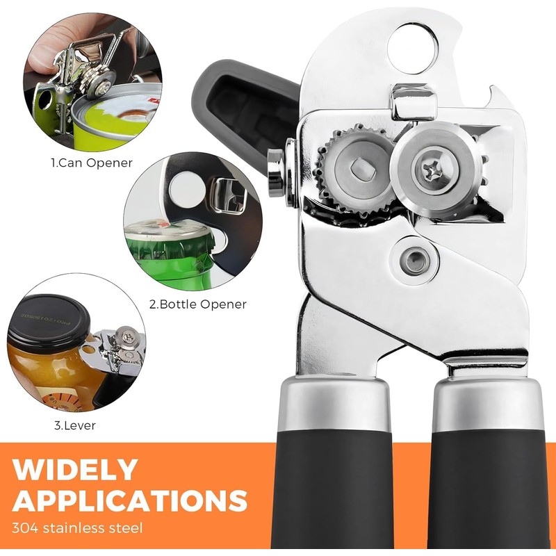 Multifunctional Stainless Steel Manual Can Opener and Bottle Opener, Heavy