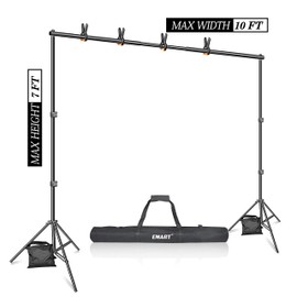 EMART Photo Video Studio 7 x 10ft Green Screen Backdrop Stand Kit, Photography Background Support System with 6 x 9ft 100% Cotton Muslin Chromakey Curtain