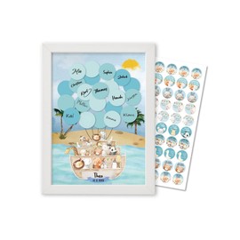 ASVP Shop Guest Book and Photo with White Frame, Perfect for Birthdays, Baby Showers, Decoration, Gender Revelation and Christening - Noah's Ark